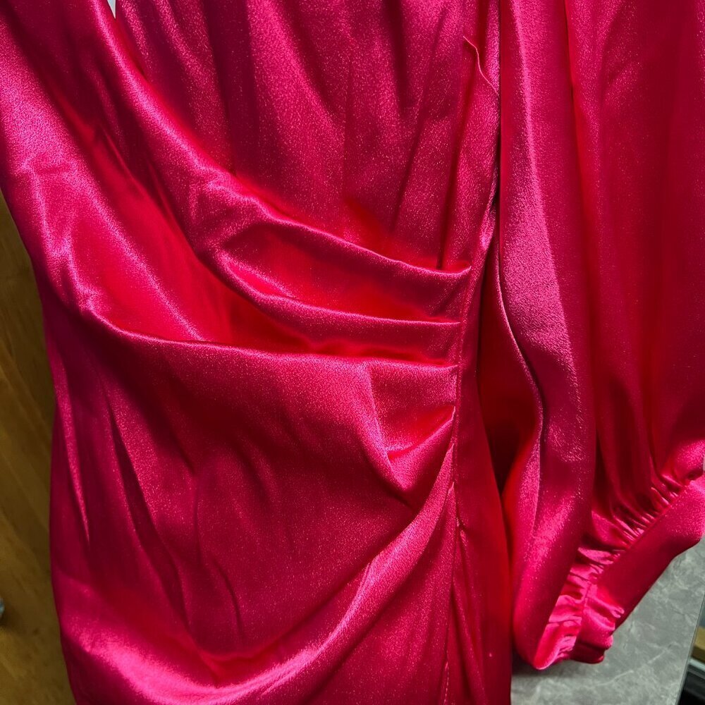 Donna Ricco Dress Pink Satin Long Sleeve Formal Dress Size 2 - Picture 6 of 11